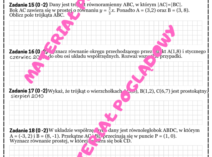 MINI MATURA MATEMATYKA - GEOMETRIA ANALITYCZNA