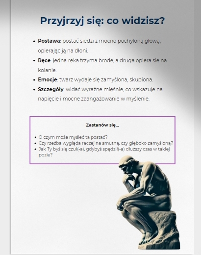 Auguste Rodin, Myśliciel. Interpretacja rzeźby. Informacje o rzeźbie i autorze. Ćwiczenia i zadania