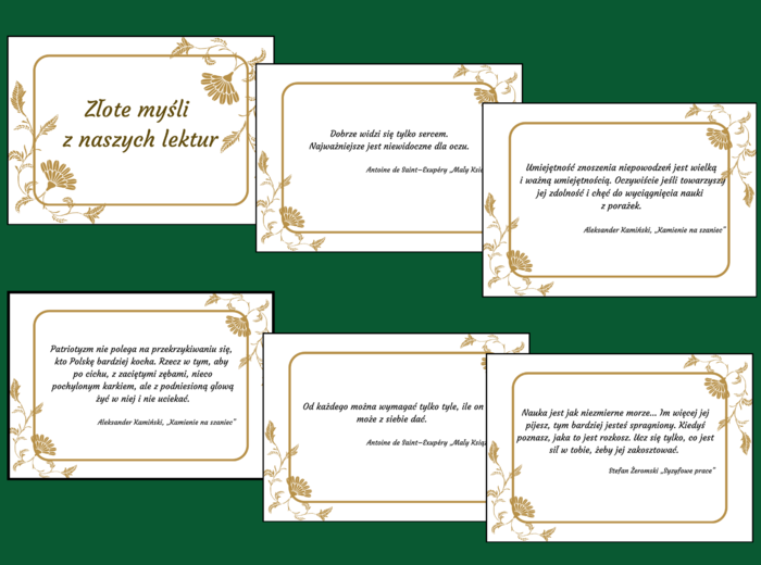 ZŁOTE MYŚLI z lektur szkolnych - CYTATY - lektury - kl. 7-8 - gazetka - 31 stron - wersja 4