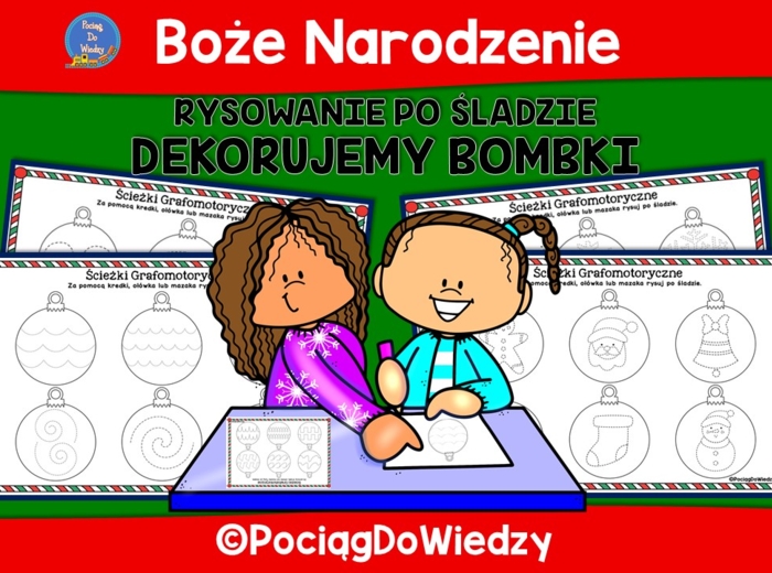 Rysowanie po śladzie - dekorujemy bombki