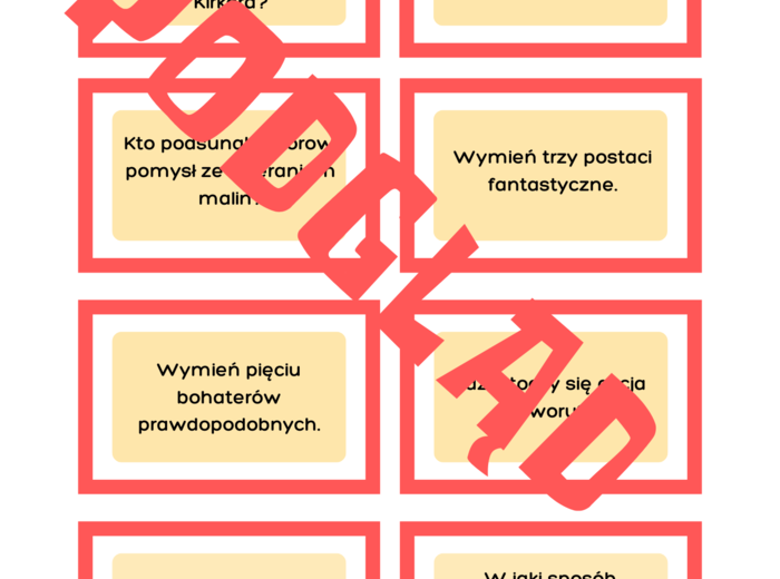 Balladyna - gra "Pokoloruj miecz i malinę"