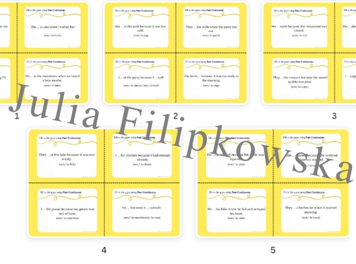 Past Continuous/ Karty do mówienia/ Mówienie/ Speaking/ Zestaw/ Pakiet/ Klasy 4-8/ Klasy 4-6/ Klasy 6-8/ SP/ Warm-up/ Rozgrzewka/ Gramatyka/ Grammar/ Speaking cards grammar/ Grammar cards/ E8