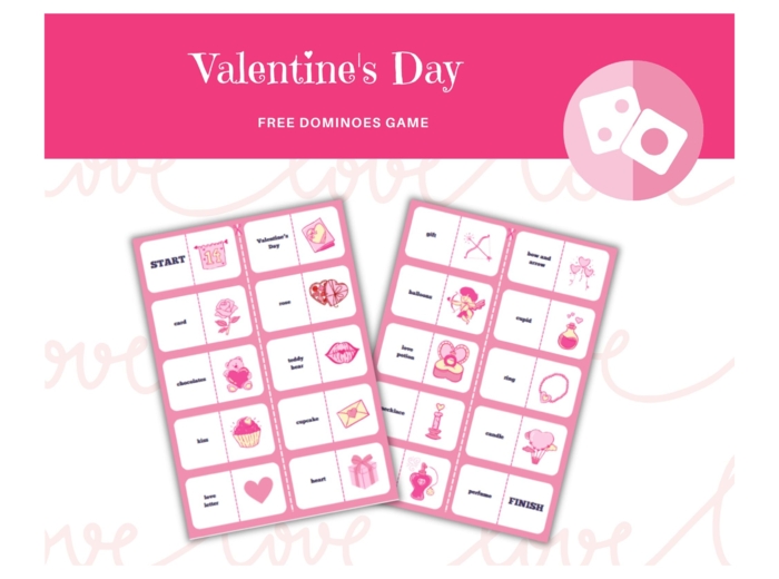 Valentine's Day Dominoes - Domino na Walentynki, język angielski