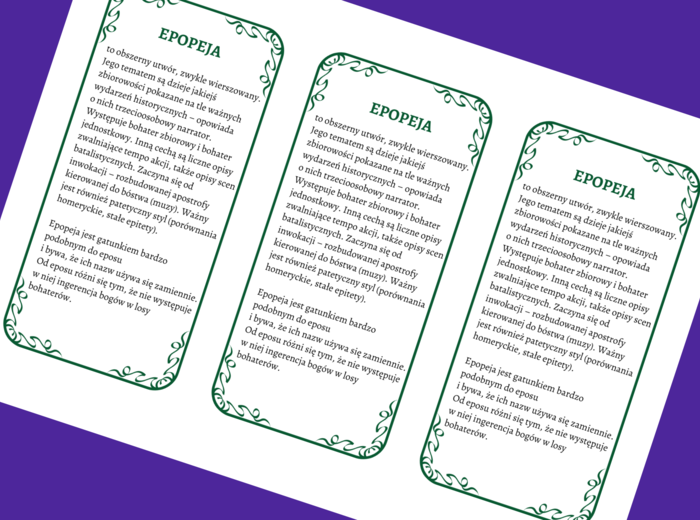 EPOPEJA - epika – cechy – wklejka