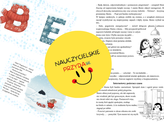 Bezpieczne ferie zimowe: gazetka, opowiadanie, ulotki dla rodziców, quiz dla dzieci, kolorowanka, książeczka, kolorowanka XXL, przedszkole i szkoła