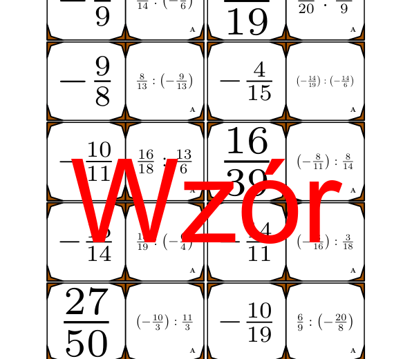 Domino - Dzielenie dodatnich i ujemnych ułamków | matematyka