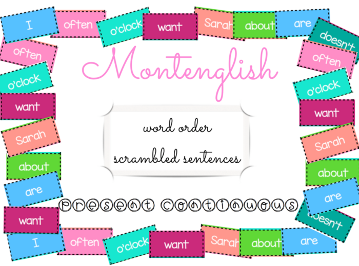 Rozsypanki wyrazowe Scrambled Sentences: Present Continuous