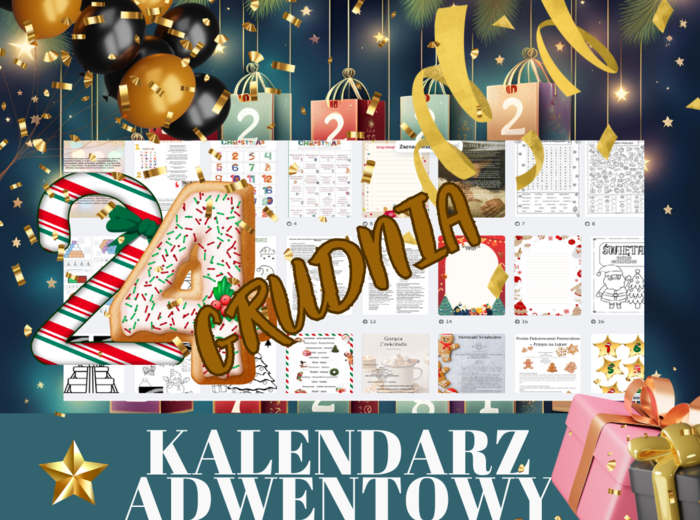 KALENDARZ ADWENTOWY, Boże Narodzenie, Zima, Święta, zadania, klasa 1, 2, 3, zerówka