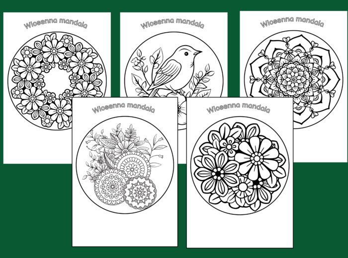 Wiosna – kolorowanka – MANDALA – biblioteka – świetlica – gazetka – mandale – kolorowanki - 52 szt.