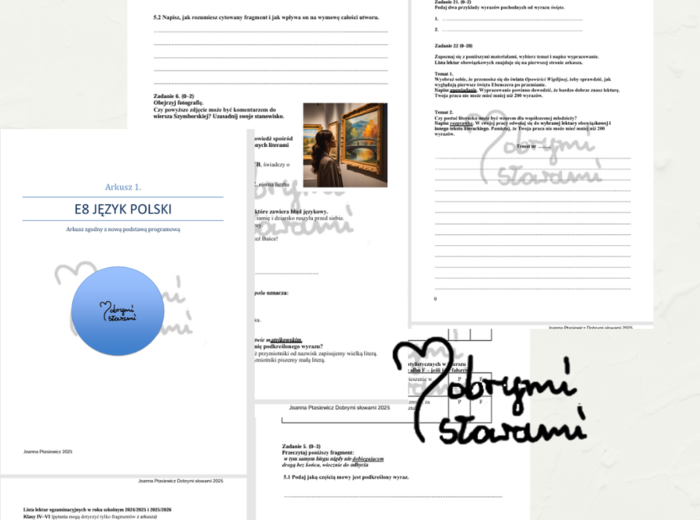 1. Arkusz E8 z języka polskiego - zgodny z nową podstawą programową