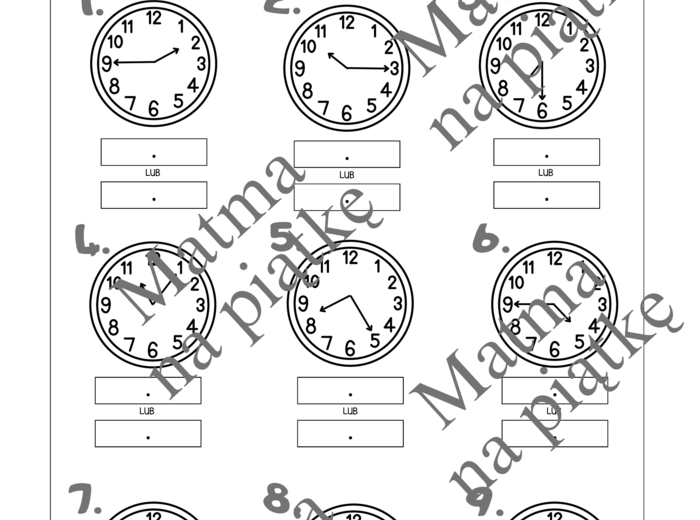 ZEGAR/Praktyczne zastosowania matematyki//Karta pracy/Klasa 4 SP./ Klasa 5 SP./ Klasa 6 SP.