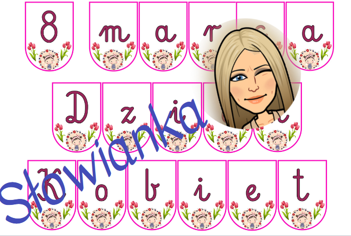 Dzień Kobiet - napis na girlandzie