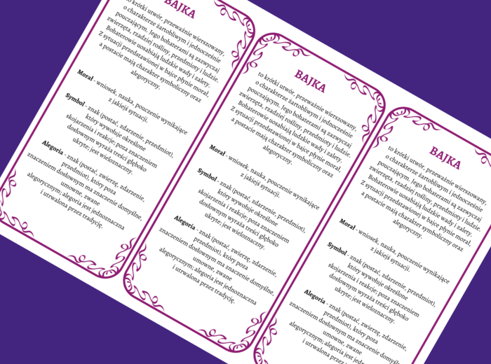 BAJKA - epika – cechy – wklejka