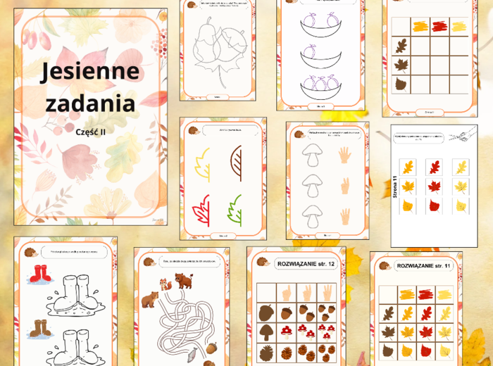 Jesienne karty pracy dla przedszkolaków cz.II
