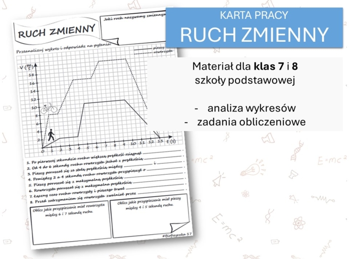 Fizyka 7 i 8. Karta pracy. RUCH ZMIENNY. Kinematyka.