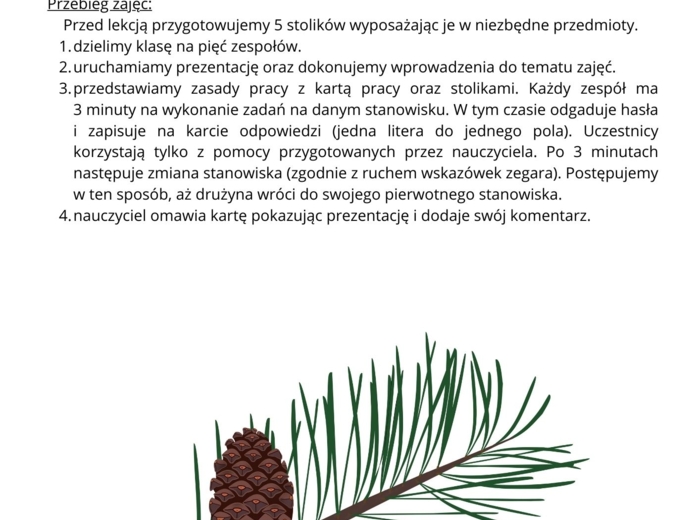 Praca zespołowa w oparciu o metodę World Cafe - rośliny nagonasienne - klasa 5