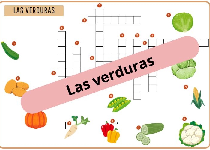 Krzyżówka obrazkowa "Las verduras" (Warzywa) - z odpowiedziami