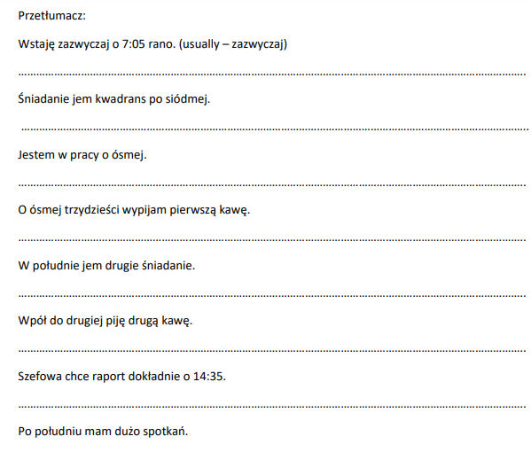 Godziny, daty i rok - materiał do ćwiczeń i wydruku