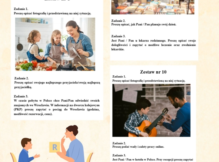 16 zestawów ćwiczeń do części ustnej egzaminu z języka polskiego jako obcego – poziom B1