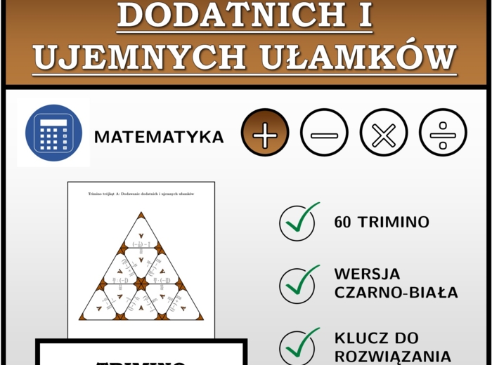 Trimino - Dodawanie dodatnich i ujemnych ułamków | matematyka