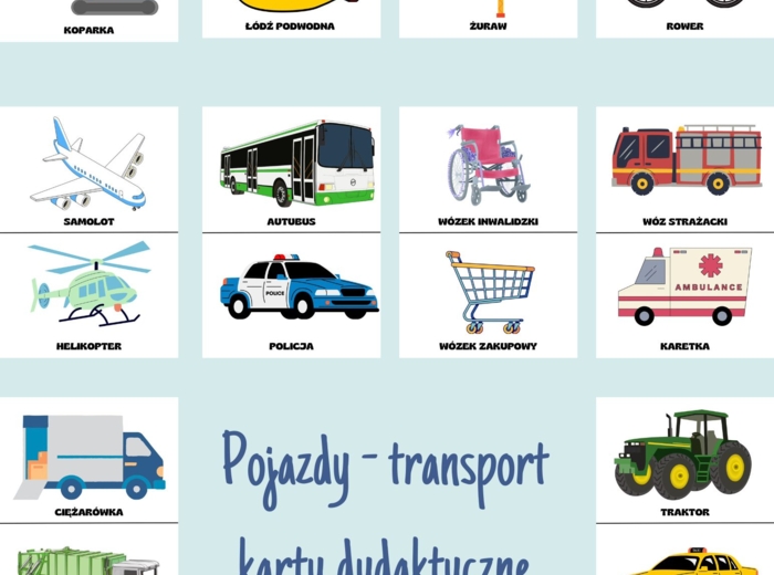 TRANSPORT- POJAZDY karty dydaktyczne