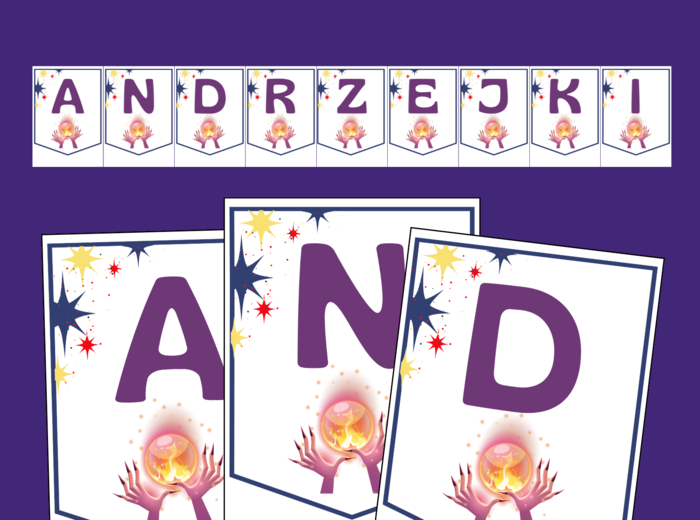 ANDRZEJKI – biblioteka – świetlica – przedszkole – GIRLANDA – gazetka – wersja 1