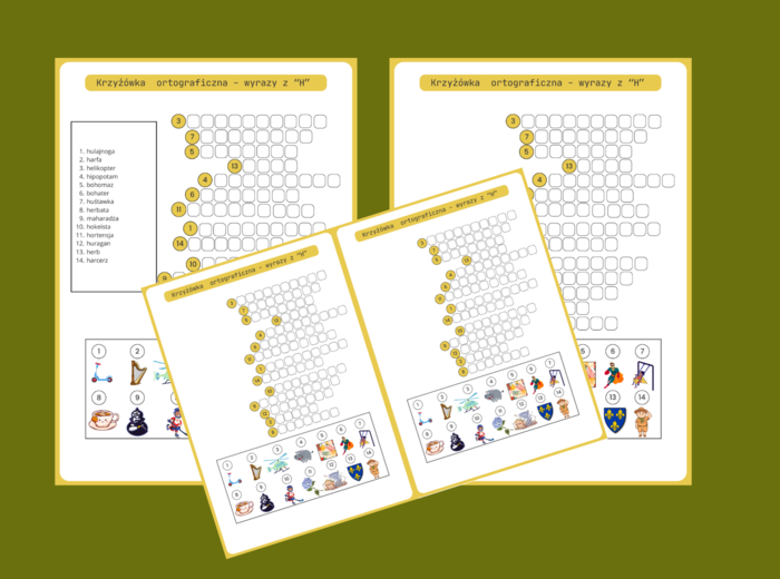 KRZYŻÓWKA obrazkowa – ortografia – H - ćwiczenia redakcyjne
