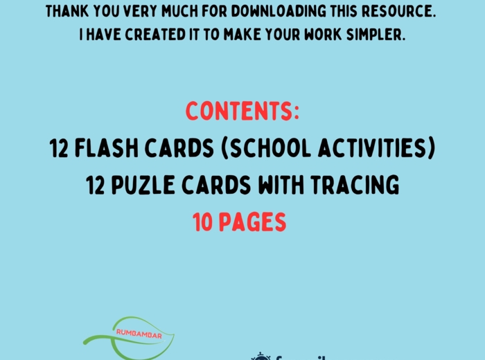 School Activities Part 1: Back to school Flash Cards & Tracing Puzzle Czynności wykonywane w szkole część 1.