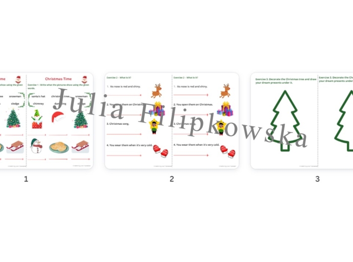 Christmas / Świąteczny bożonarodzeniowy zestaw zadań / karta pracy / gotowa lekcja / Święta / Boże Narodzenie / Zadania / Słownictwo / Klasy 1-3 / Klasa 1 / Klasa 2 / Klasa 3 / SP / SP 1-3