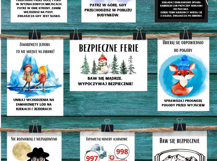 Bezpieczne ferie - gazeta na szkolny korytarz