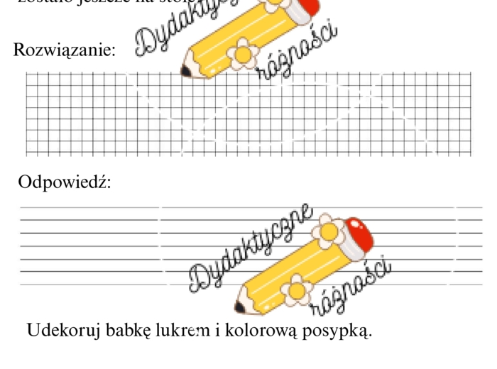 Klasa 1. Wielkanocne odejmowanie w zakresie 20. Zadania z treścią.
