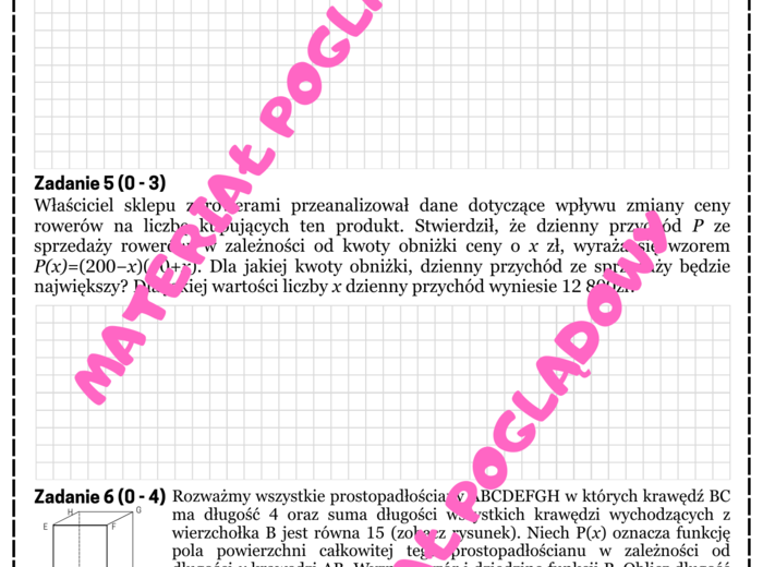 Mini matura - zastosowania funkcji kwadratowej. Zadania optymalizacyjne.
