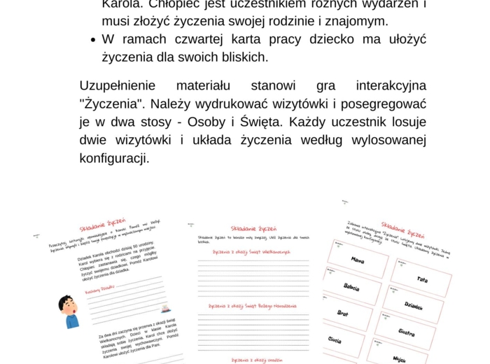 Składanie życzeń - materiał do ćwiczeń