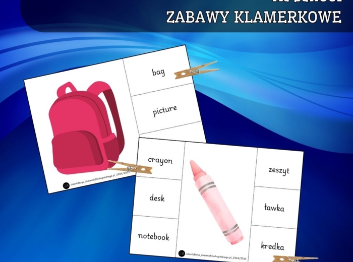 Shine On! 1 Unit 1 – At School - ZABAWY KLAMERKOWE (wersja do druku + prezentacja mp4)