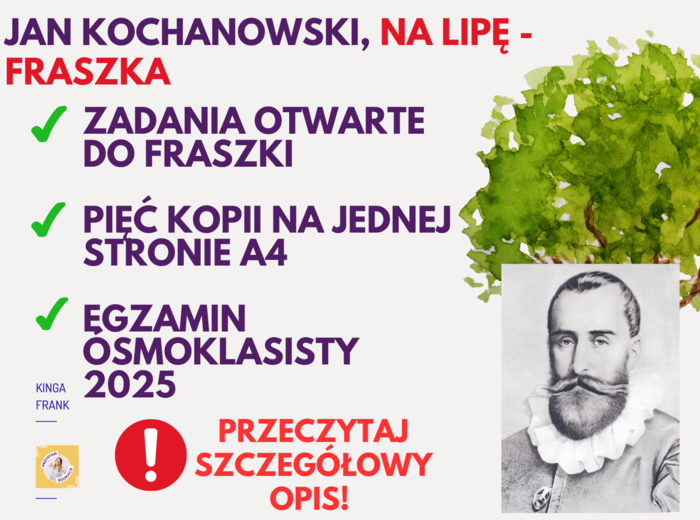 ✍️ Jan Kochanowski, Na lipę – fraszka, egzamin ósmoklasisty, zadania ✔️