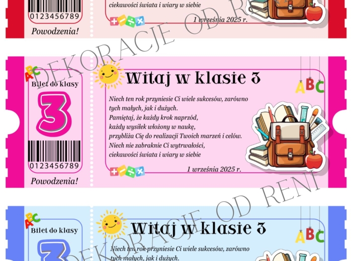 Powitalny Bilet do klasy 3