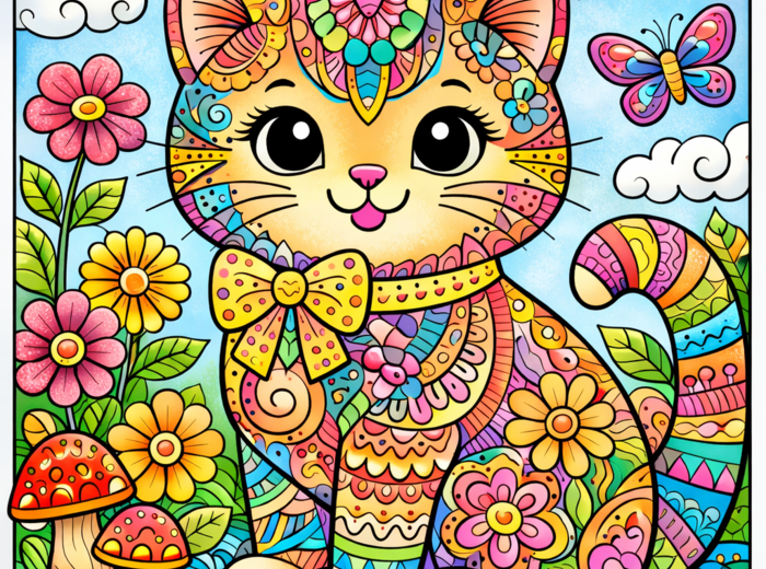 Dzień Kota: koty zentangle – zestaw 6 kolorowanek A4 (PDF)