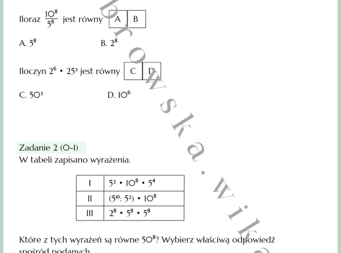 Potęgi - egzamin ósmoklasisty