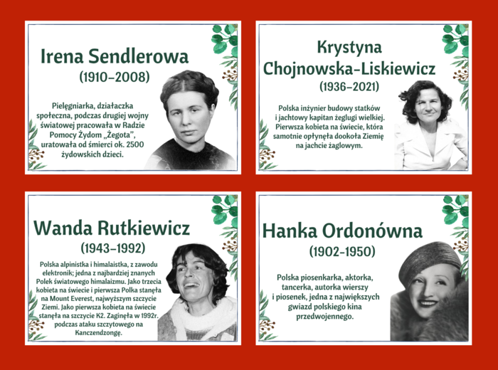 DZIEŃ KOBIET – – gazetka – SŁAWNE POLKI – biblioteka – świetlica – 24 strony – wersja 4