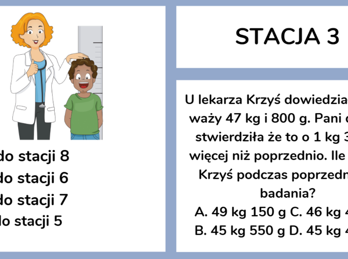 Stacje zadaniowe - liczby na co dzień, obliczenia praktyczne
