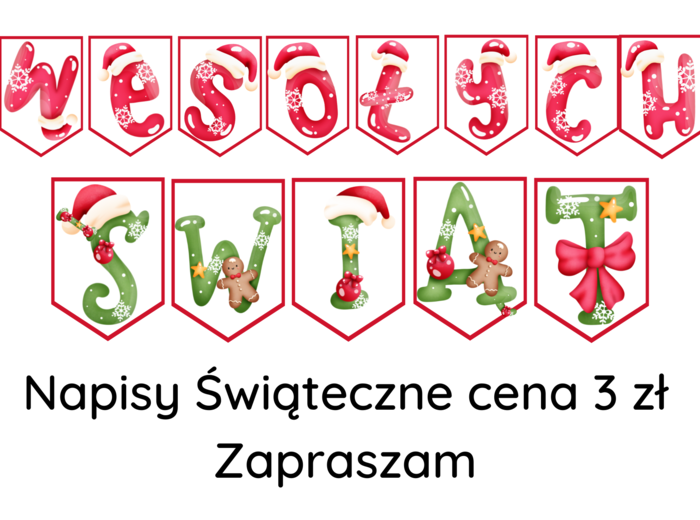 Napis "Wesołych Świąt" - czerwono-zielony PROMOCJA - 3zł