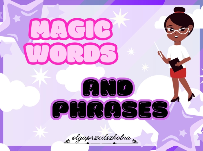 Magic words and phrases, classroom rules materiały na gazetkę angielską