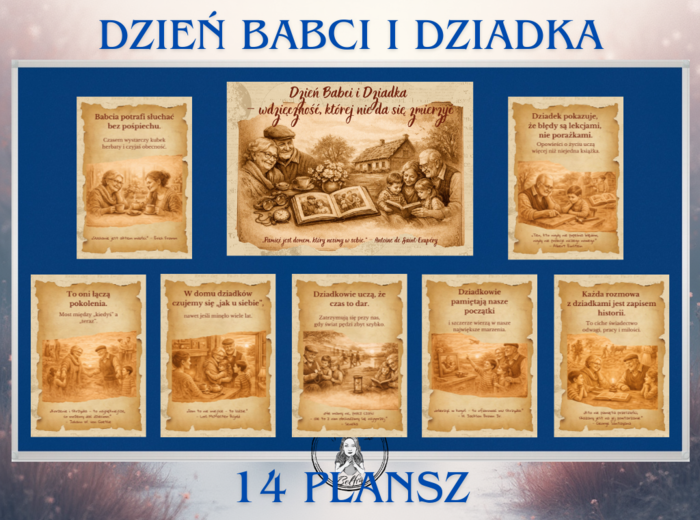 Dzień Babci i Dziadka – nostalgiczna gazetka do druku (14 plansz)