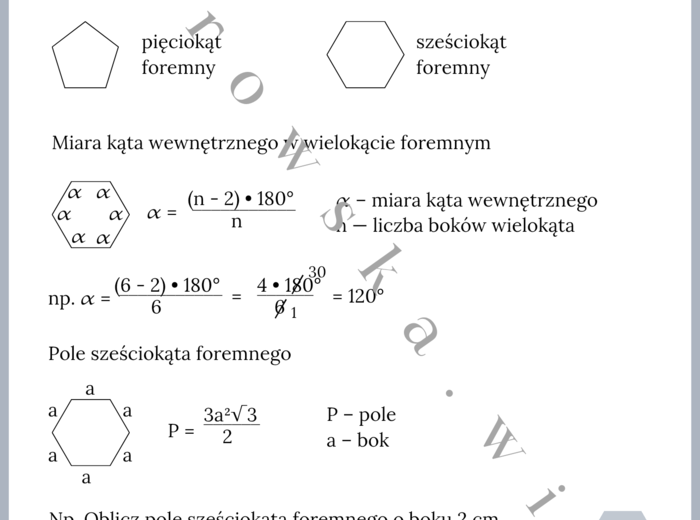 Wielokąty foremne - notatka