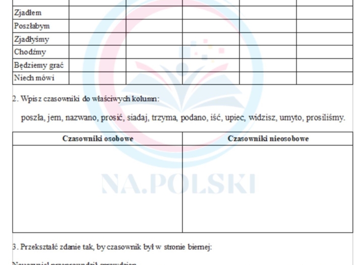 Kartkówka z czasownika - kl.6