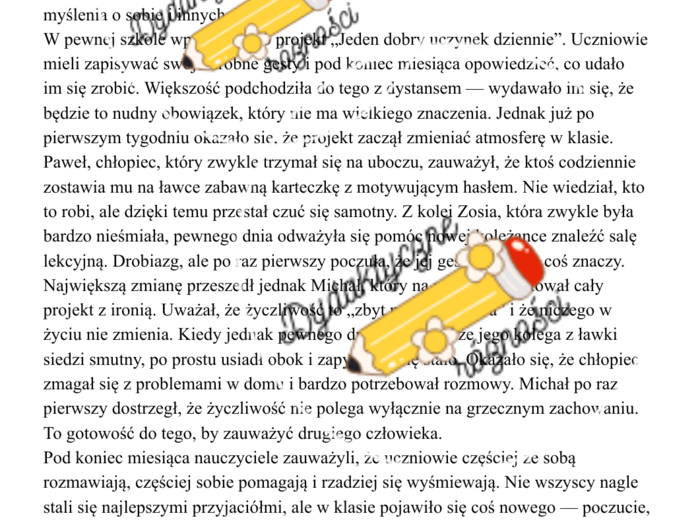 Mały gest, wielka zmiana - dlaczego warto być życzliwym? ZAJĘCIA WYCHOWAWCZE 4-6