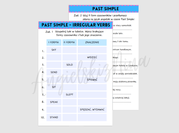 Past Simple – Irregular Verbs cz. 3 - czasowniki nieregularne - karta pracy - powtórka - ćwiczenia - egzamin ósmoklasisty - matura - angielski
