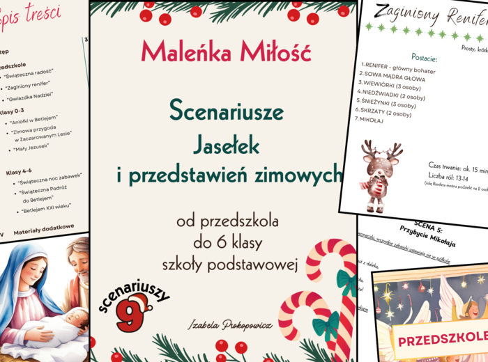 Scenariusze jasełek i przedstawień zimowych 2025 – autorskie materiały dla nauczycieli i animatorów, wskazówki, karty pracy, dyplomy (PROMOCJA!)