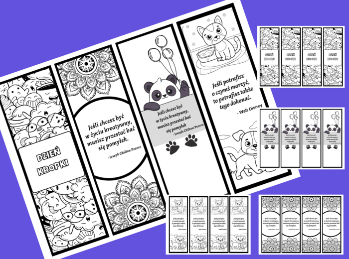 DZIEŃ KROPKI - zakładka do książek - zakładki - czarno-białe - wersja 1