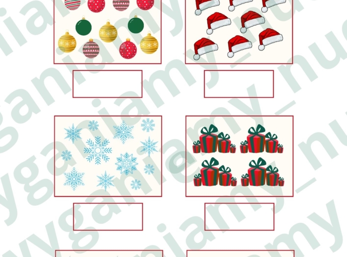 Świąteczne zbiory - wpisywanie liczb w ramki